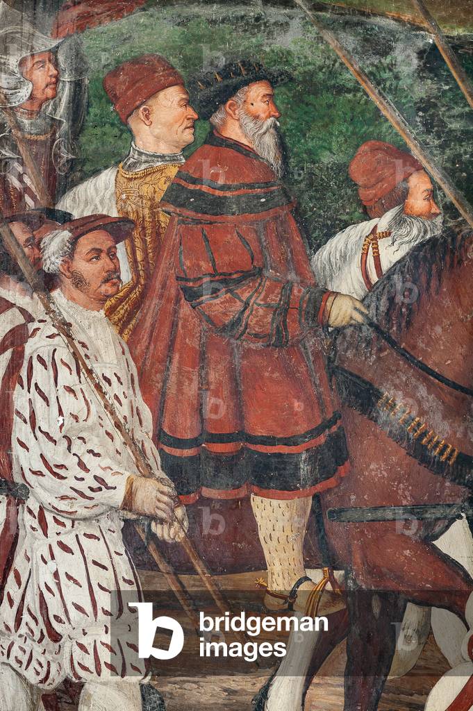 Procession, detail of the Visit of Christian I of Denmark to Bartolomeo Colleoni, Hall of Honour, 1474 (fresco)