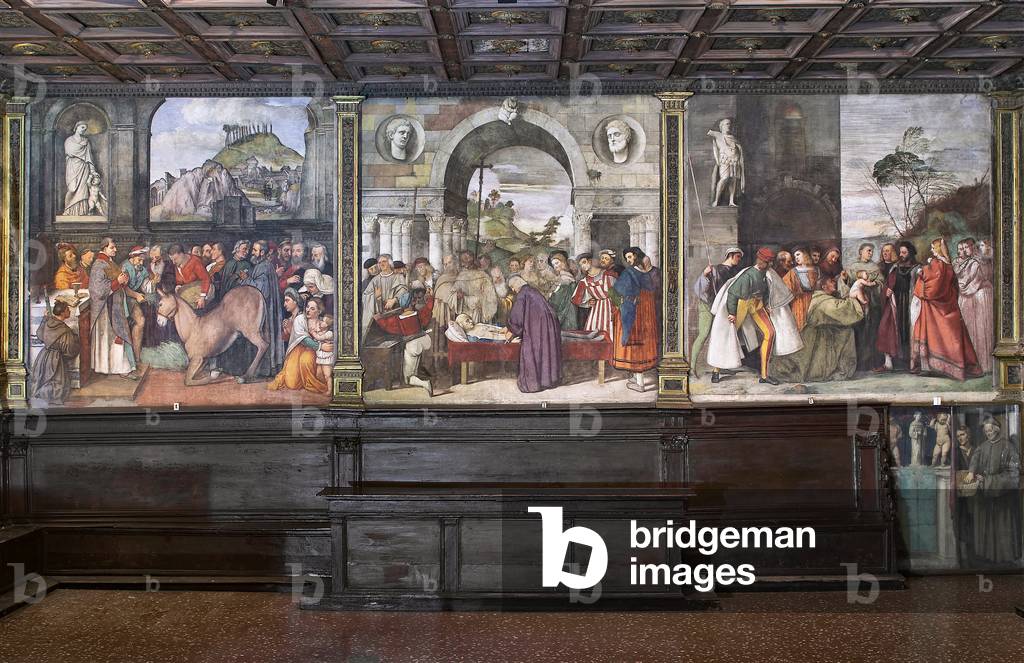 View of the frescoes in the northern wall of the Basilica of St Anthony (Basilica of the Saint), School of the Saint, Padua, Italy (photo)