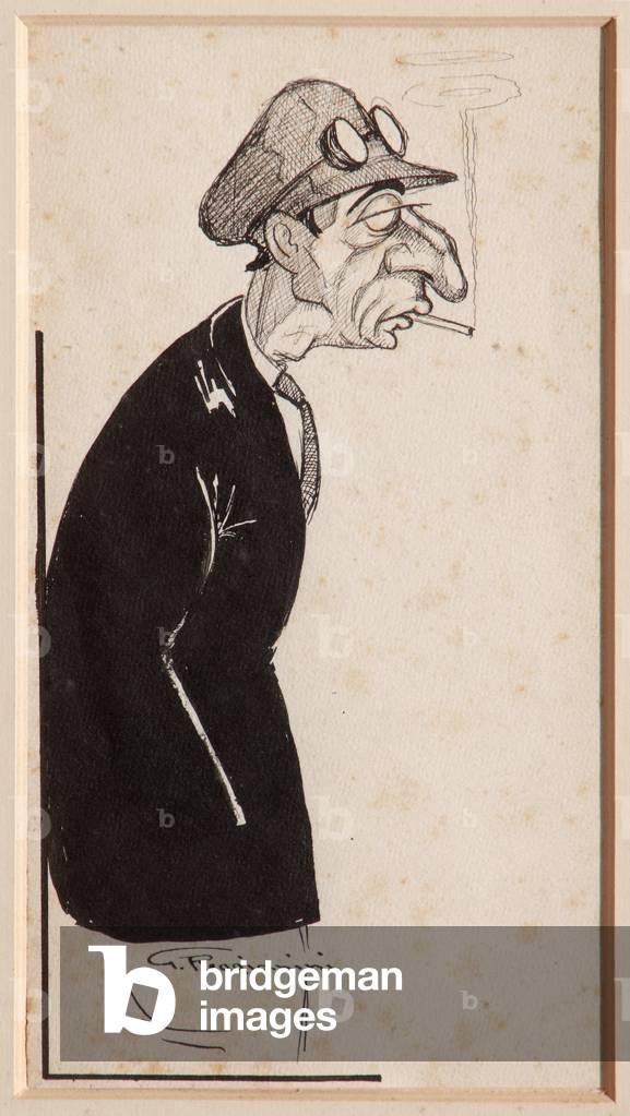 Chiergato, pilot of the Isotta Fraschini (black pencil on paper)