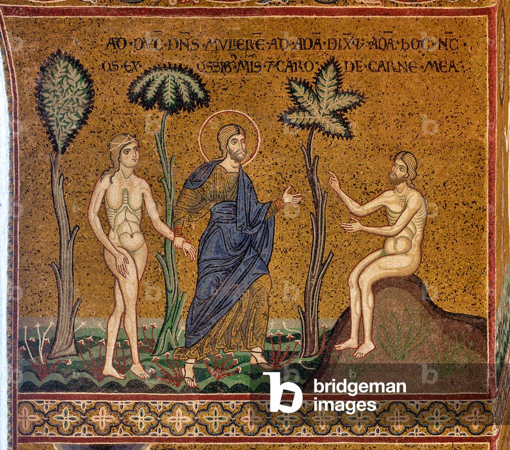 God introduces Eve to Adam, byzantine mosaic, XII-XIII sec, on the counterfacade (mosaic)