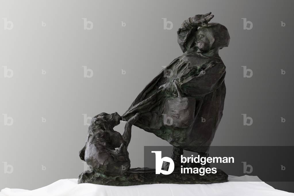 A Chid and his Little Dog (bronze)