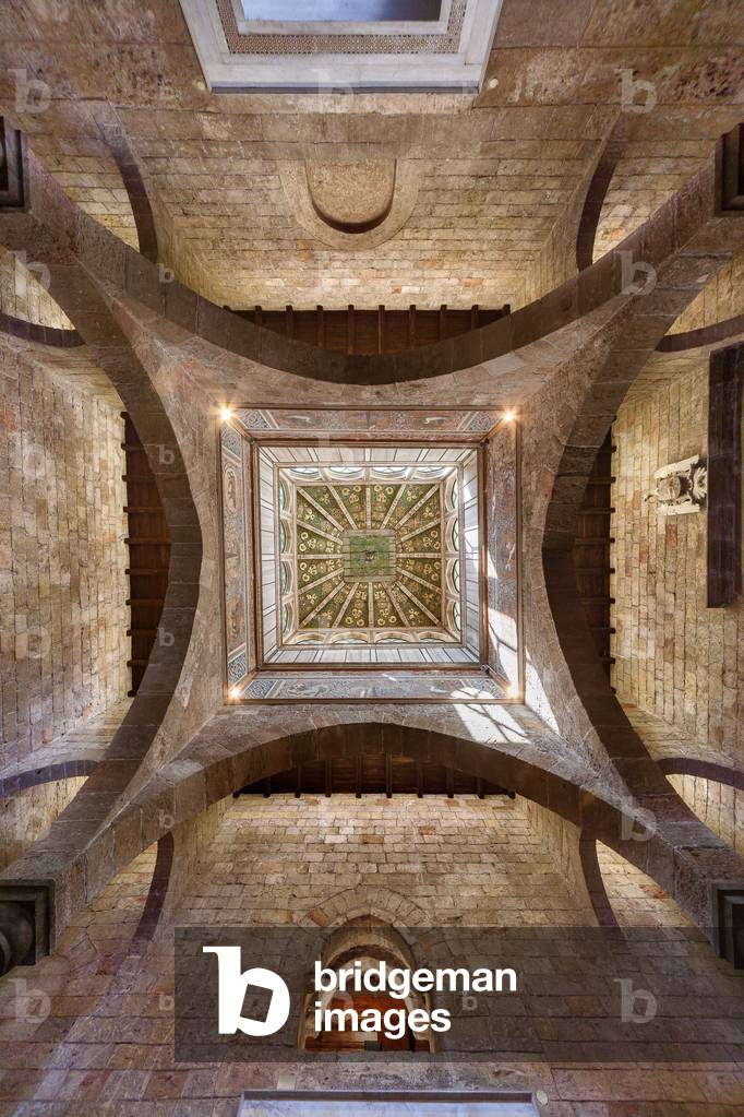 Palermo, The Royal Palace or Palazzo dei Normanni (Palace of the Normans), Joharia Tower, the Winds Room: wooden cusp with the Rose of the Winds (Compass Rose) at its centre Zenithal view