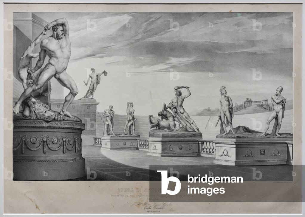 Works by Antonio Canova: Heroic Subjects inside an Arena, 1842 (litho on mounted wove paper)