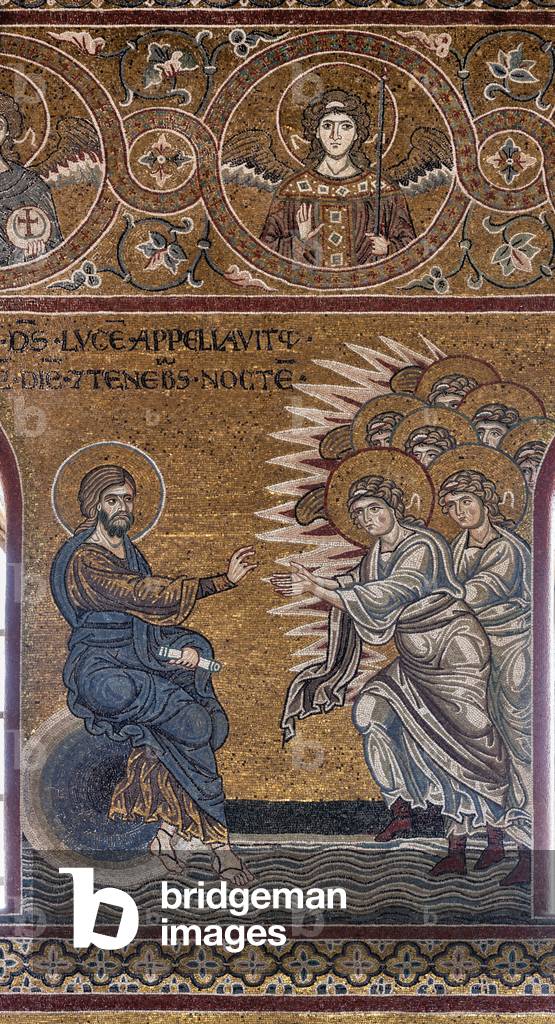 Creation of  the Day and the night, Old Testament Cycle - Creation, Byzantine mosaci, XII - XIII century (mosaic)