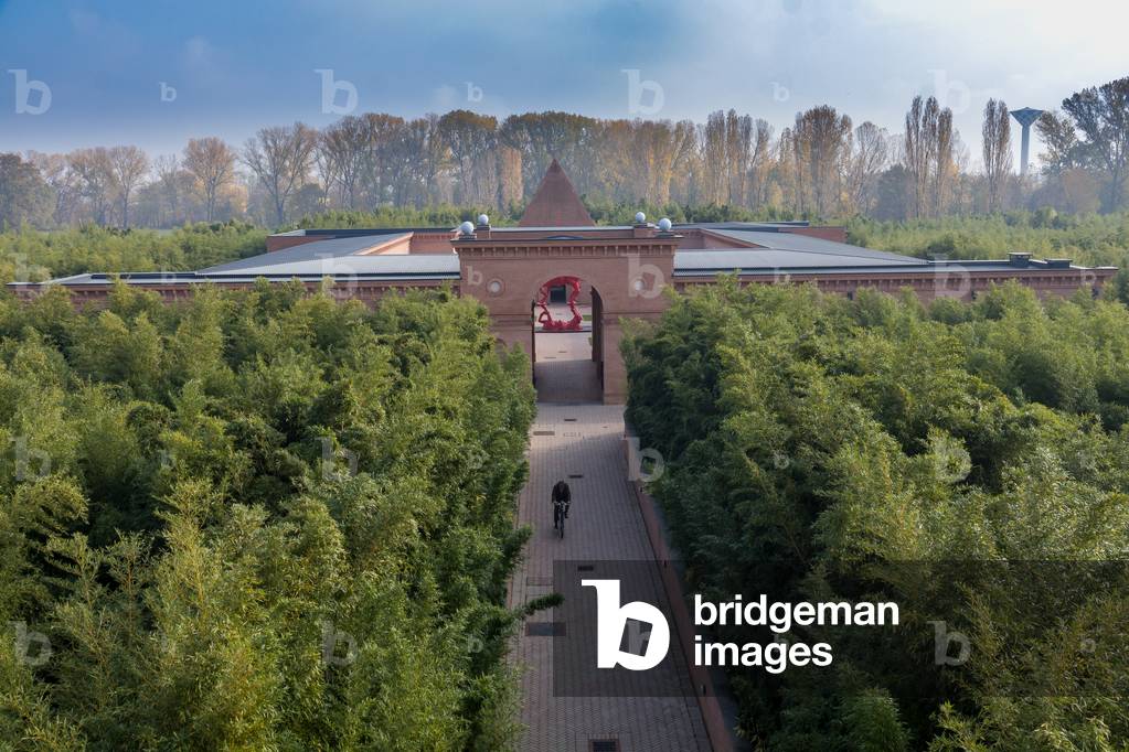 Fontanellato, Labirinto della Masone, by Franco Maria Ricci: view of the buildings and the bamboo plants,  (photo)