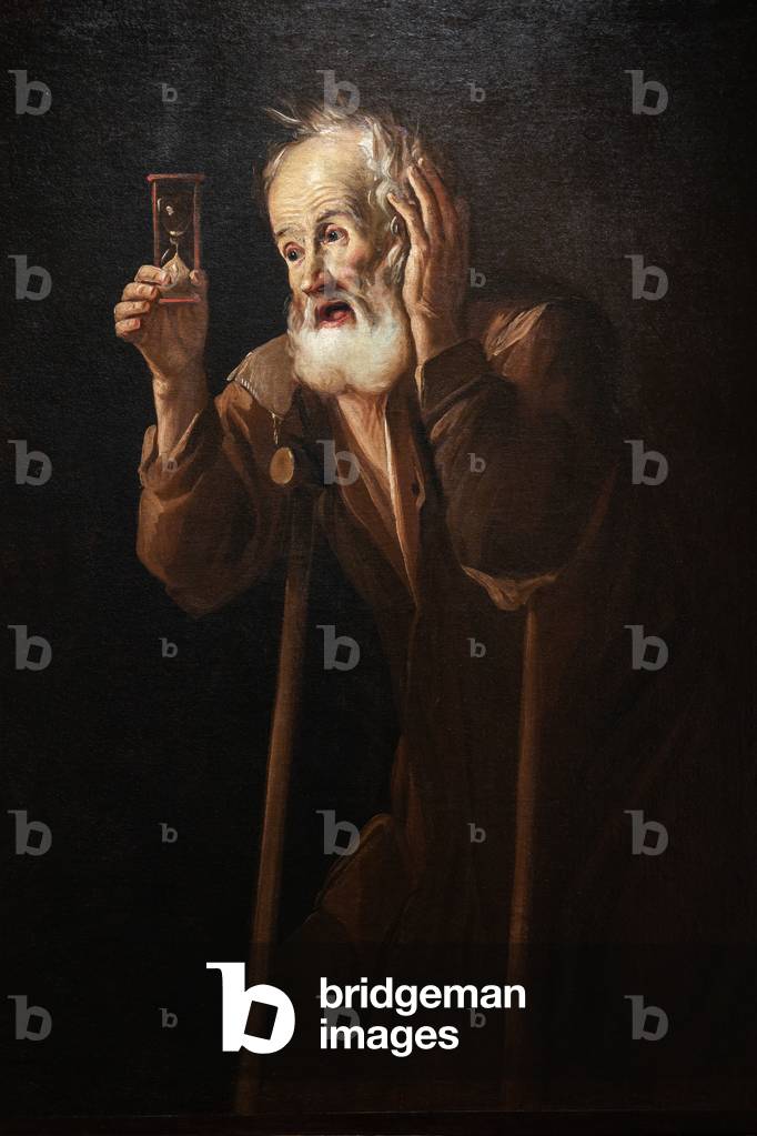 Old Man holding a hourglass, 1717 (oil on canvas)