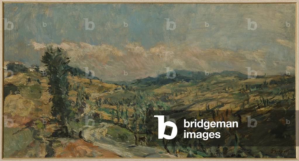 Landscape with cypresses (oil on panel)