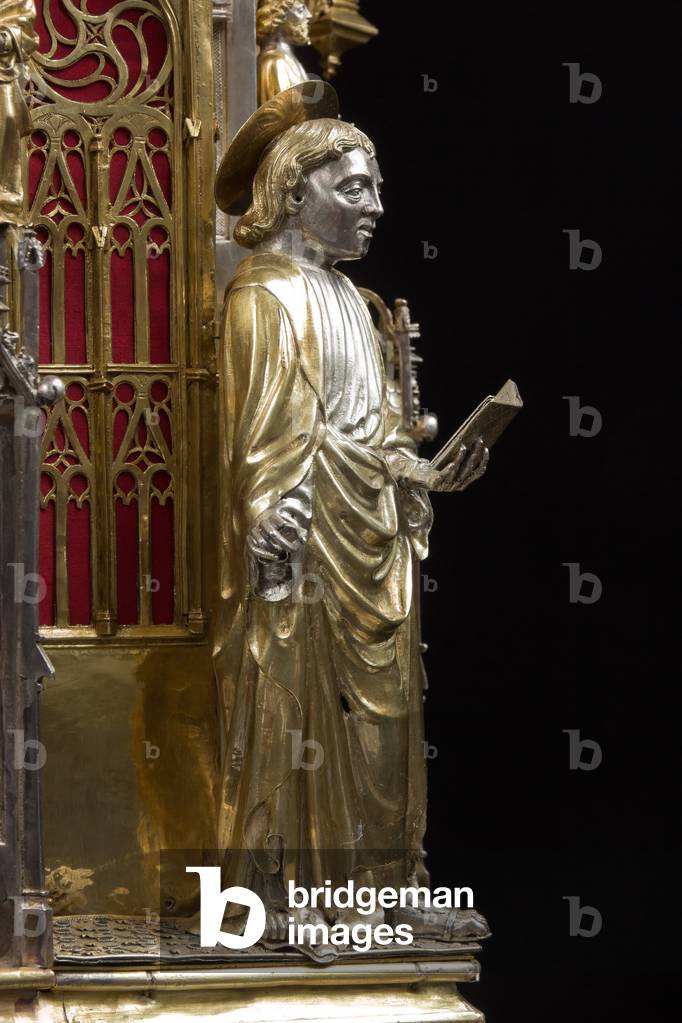 Genoa, Museum of the Treasury of the Cathedral of San Lorenzo: the Ark processional Ash St John the BaptiSt The Ark was commissioned by the Priors Chapel and was built by Teramo Danieli and Simone Caldera, 1438 - 1445, embossed silver, cast, gilt and enamels
