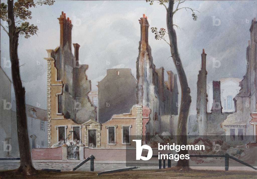 West side of Queen's Square, Bristol, 1831 (w/c on paper)