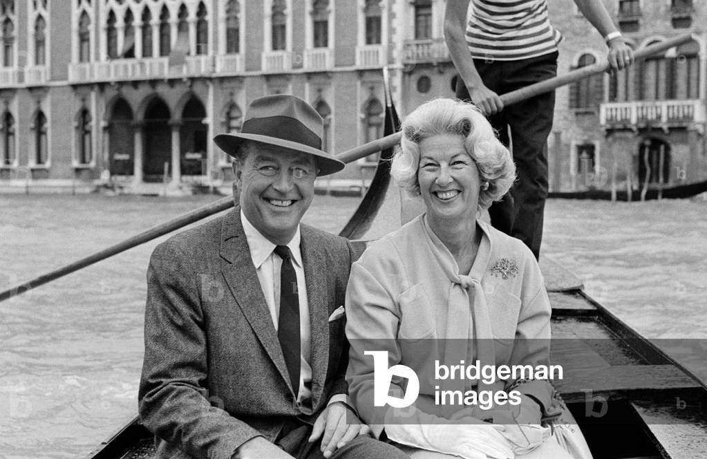 THE ACTOR RAY MILLAND WITH HIS WIFE IN GONDOLA - VENICE - 197?