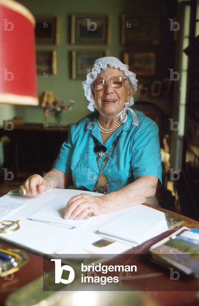 Portrait of Lady Freya Madeleine Stark (1893-1993) circa 1990.