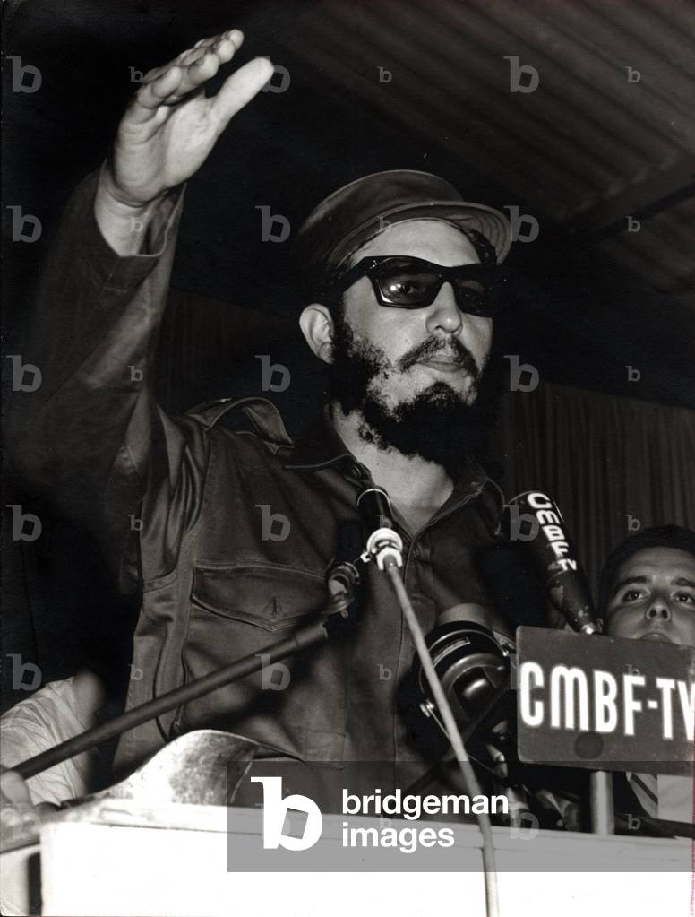 CUBA, HAVANA (Havana) 15 FEBRUARY 1959, THE PRESIDENT OF REPUBLIC OF CUBA, FIDEL CASTRO RUZ MAKES A SPEECH TO BOYCOTT THE SH