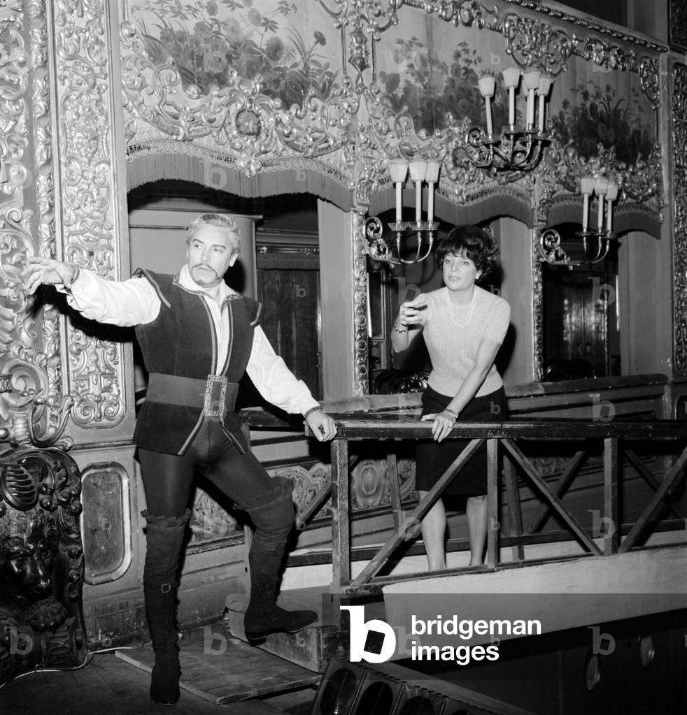 THE OPERA SINGER MARIO DEL MONACO WITH THE CHOREOGRAPHER LUCIANA NOVARO IN THE THEATRE “” LA FENICE””” - 1968