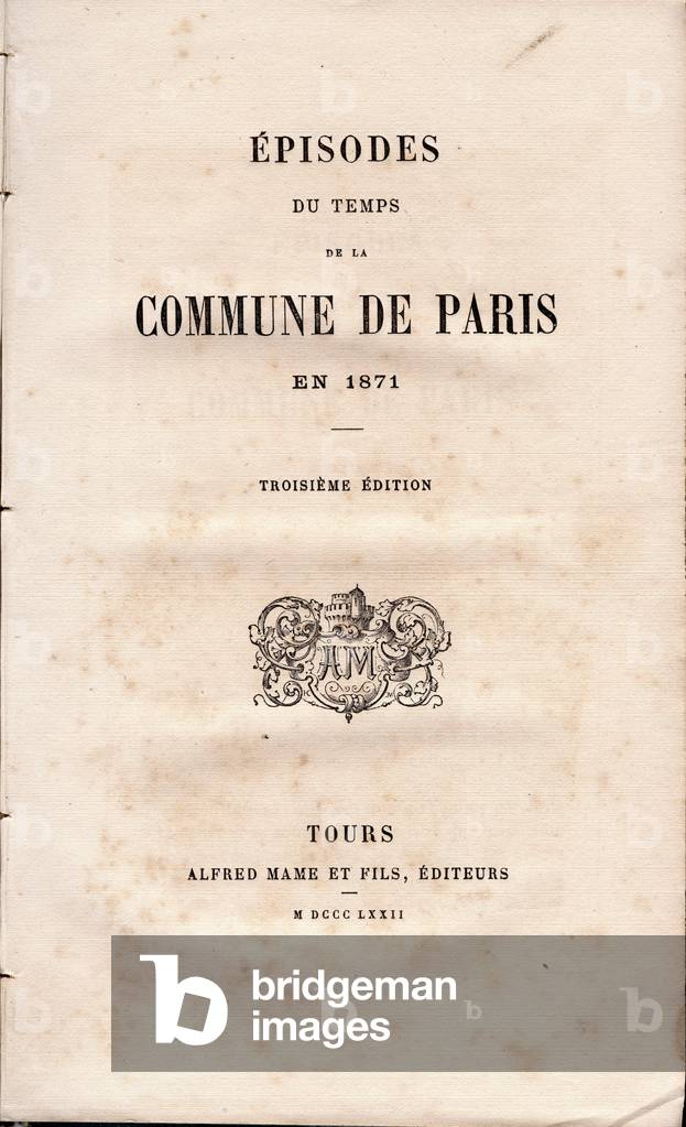 Cover of “” Episodes du temps de la Commune de Paris en 1871”” 1872 Dim. 13,5x22,5 cm