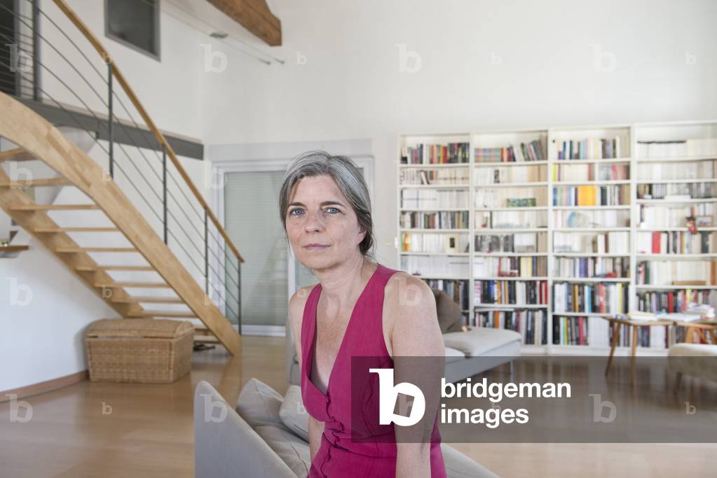 Writer Nathalie Demoulin in her apartment 14/07 2015