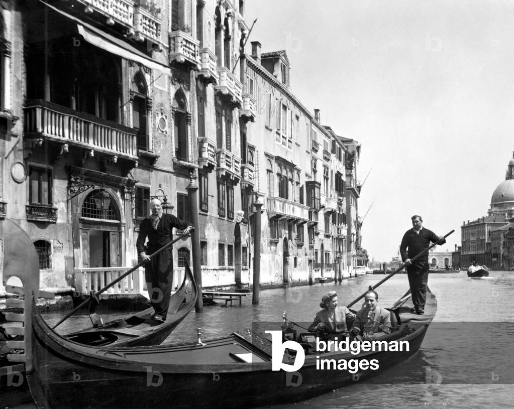 The Actor Humphrey Bogart With His Wife The Actress Lauren Bacall In Venice - 1951