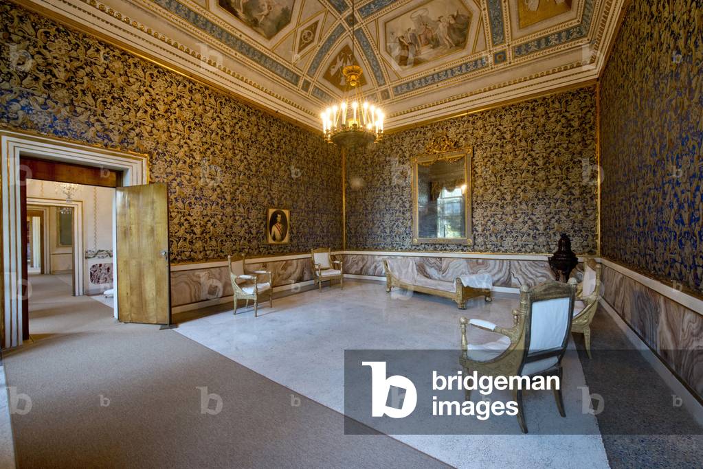 Internal view of the Royal Palace (Palazzo reale) of Venice (Museo Correr): Napoleon wing, bedroom of the Impress Elisabeth de Wittelsbach (1837-1898) (sissi), Impress of Austria (1854-1898), after renovation - June 2012 Italy Photography