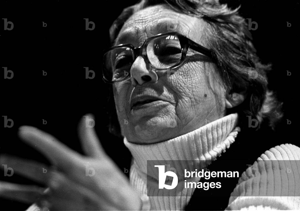 Portrait of the French writer Marguerite Duras in Venice in 1984