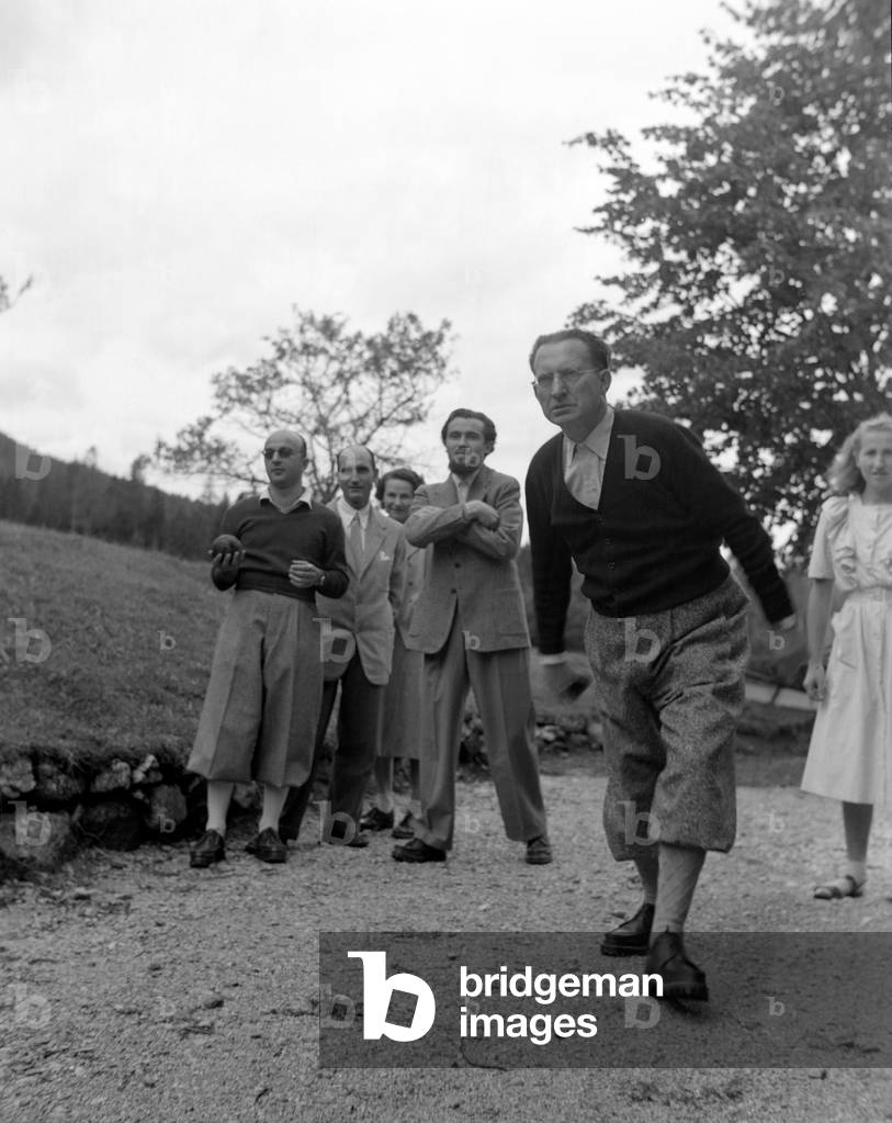 THE ITALIAN POLITICIAN ALCIDE DE GASPERI IN THE VILLAGE OF BELLAMONTE (TRENTINO) - 1948