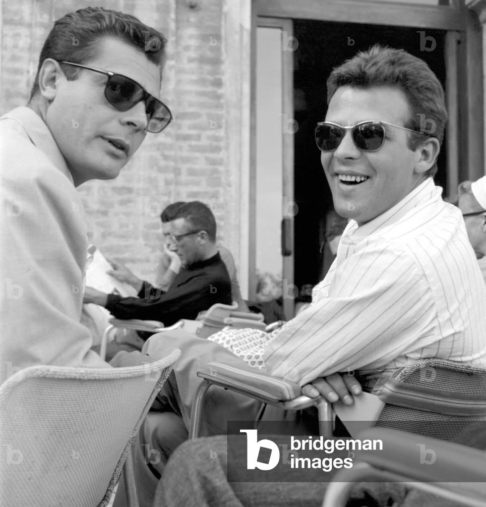 Marcello Mastroianni with Renato Salvatori, Venice, Italy, 1957 (photo)