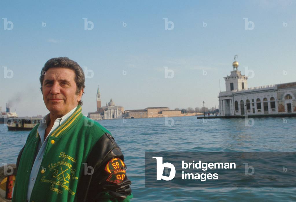 Portrait of the French singer Gilbert Becaud in Venice in 1996