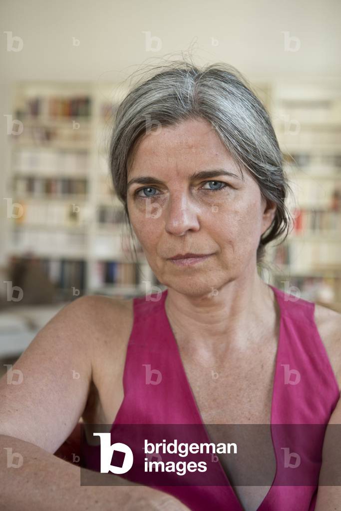 Writer Nathalie Demoulin in her apartment 14/07 2015