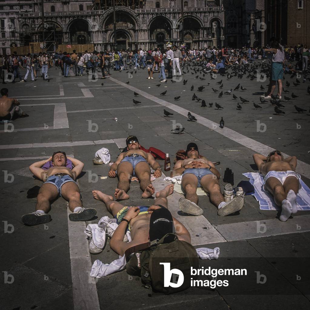 Tourist on St Mark's square, Venice, 1990