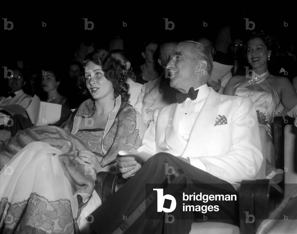 THE ACTRESS ALIDA VALLI WITH THE AMBASSADOR DUNN AT THE INTERNATIONAL FILM FESTIVAL IN VENICE - 1950