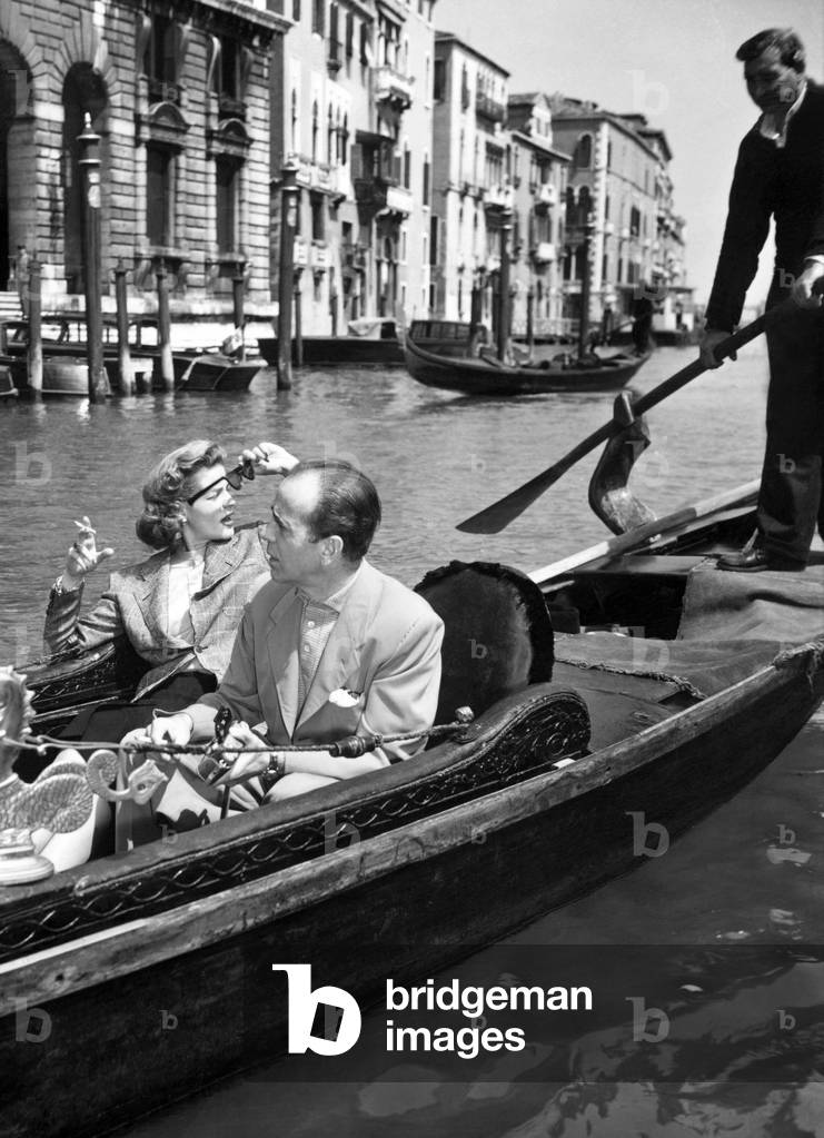 The Actor Humphrey Bogart With His Wife The Actress Lauren Bacall In Venice - 1951