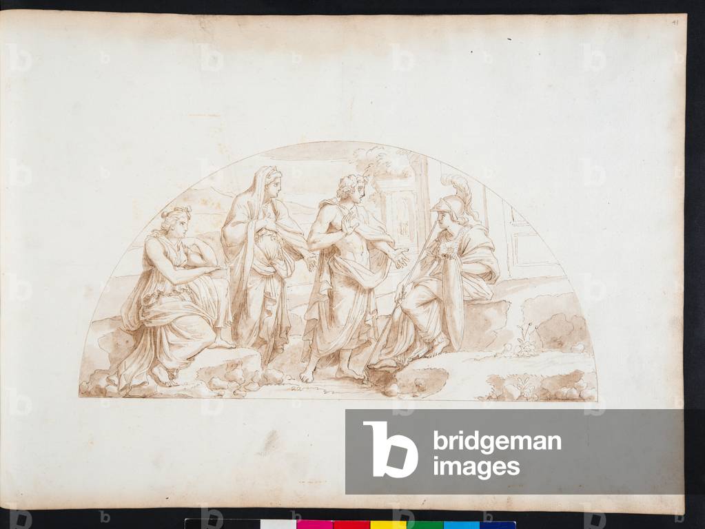 MS Gen 1583 Study from the Tomb of the Nasonii, page 41 from 'Via Flaminia', c.1671-76 (pen & ink with wash on paper)