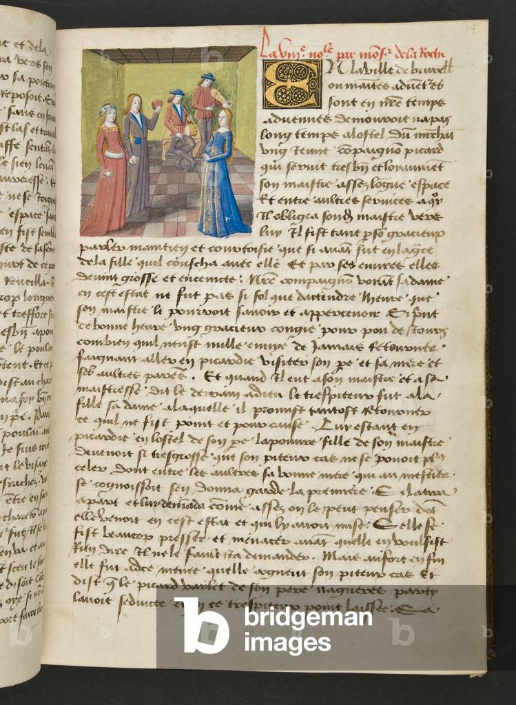 MS Hunter 252 019r Page from 'Cent Nouvelles Nouvelles, c.1461-62 (vellum)