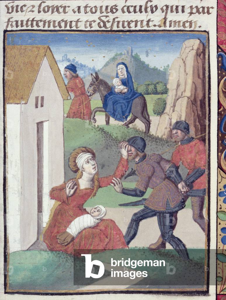 Image of Illumination depicting Ms Hunter 36 f.70r Massacre of the Innocents and the Flight into Egypt, 14th c