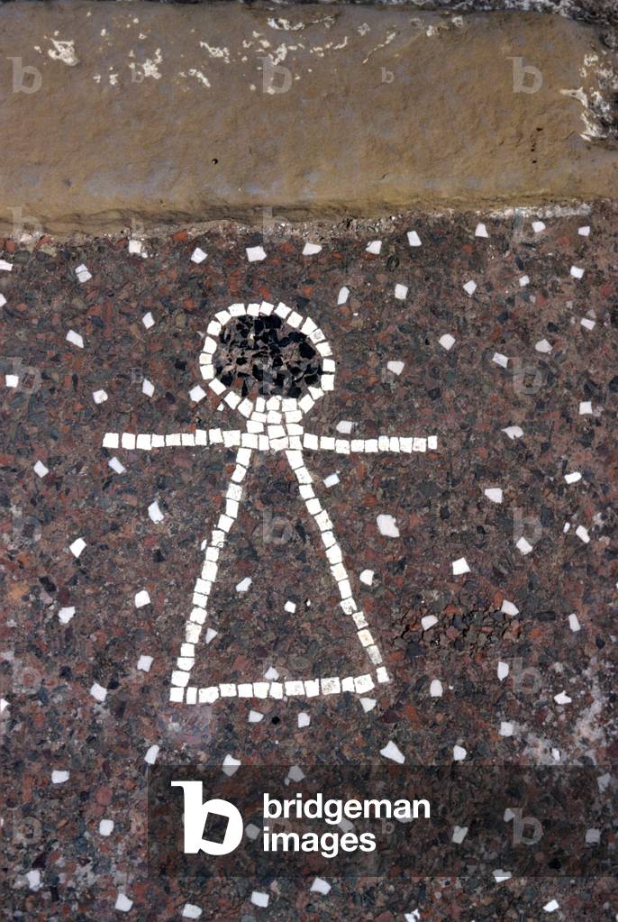 Kerkouane, Carthaginian site, 2nd cent, BC, Mosaic of goddess Tanit in doorway of dwelling (photo)