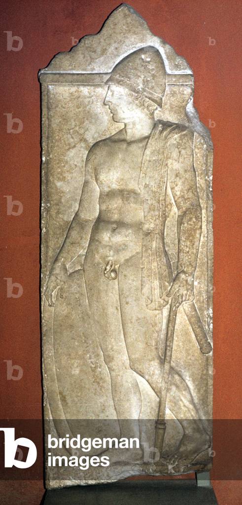 Greek young warrior, Relief, From Macedonia, 430-420 BC, Greece,