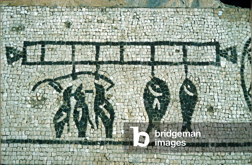 Roman mosaic, Fowl and fish ready for pot, Rio Verde, Spain, 2nd cent, AD, Roman villa (photo)