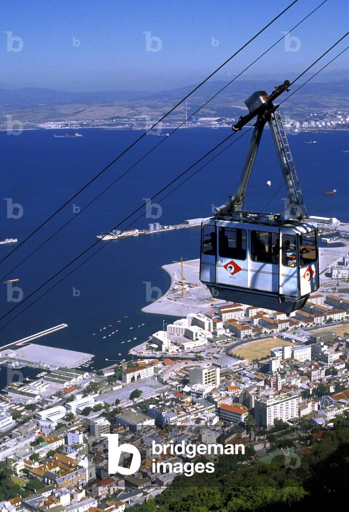 Gibraltar: City and Harbour View: from the Rock of Gibraltar: accessible by telepheric