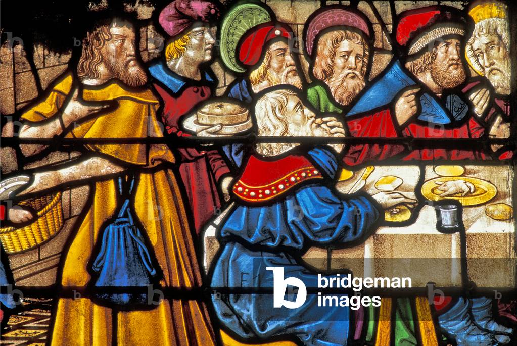 France - Aube - department 10 - city of Troyes - Detail of the stained glass windows of the church of the Madeleine