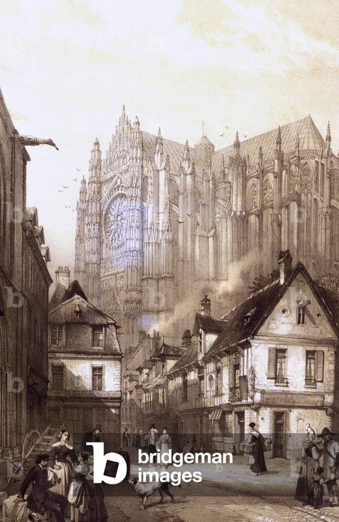 France - Oise- departement 60 - Beauvais - DR. Musee Departemental de l'Oise - Engraving by Jean Baptiste Chapuy (1760-19th century) “The apse of the Cathedrale de Beauvais””