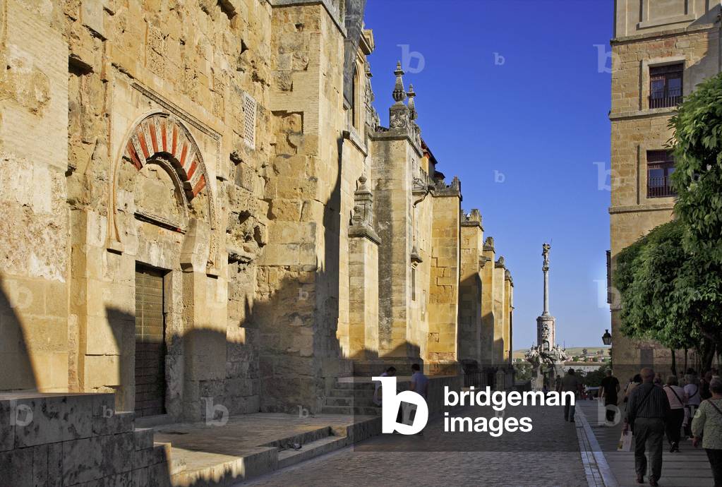 Spain - Andalusia - Córdoo - the walls of the cathedral mosque - the Triumph of Saint Raphael, column erigee at the 18* s