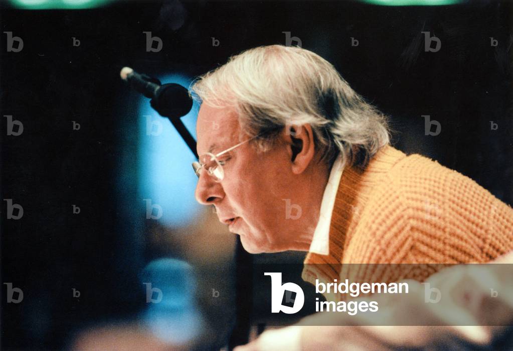 Karlheinz Stockhausen during rehearsal