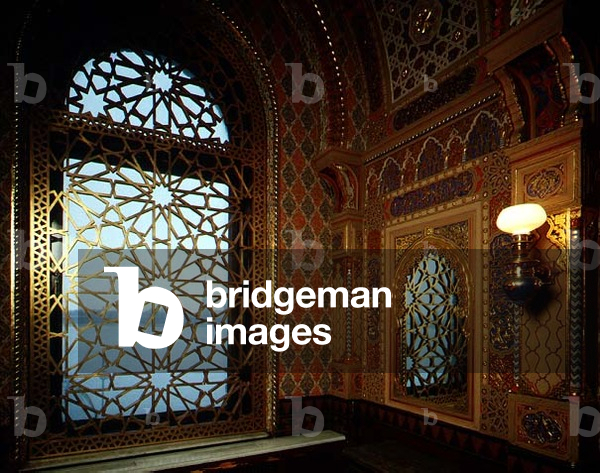 Corner of Grand Duchess Maria's Boudoir with a window covered by a gilded pine mushrabeyeh 19th