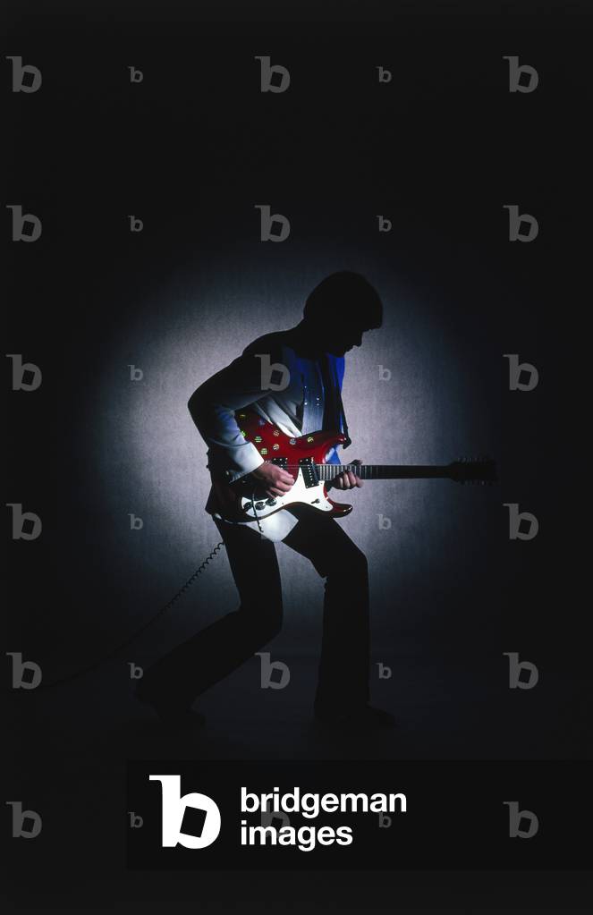Rock guitarist playing electric