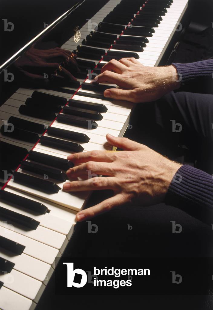 Piano keyboard being