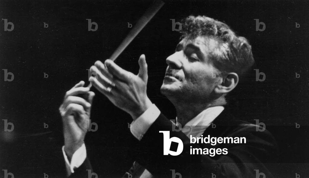 Leonard Bernstein conducting with