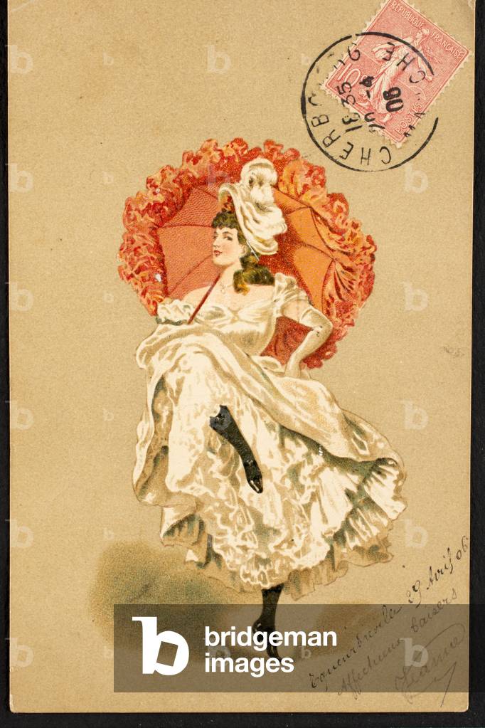 Vecchia cartolina/Cancro francese/Donna della Belle Epoque