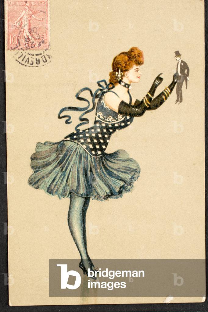 Vecchia cartolina/Cancro francese/Donna della Belle Epoque