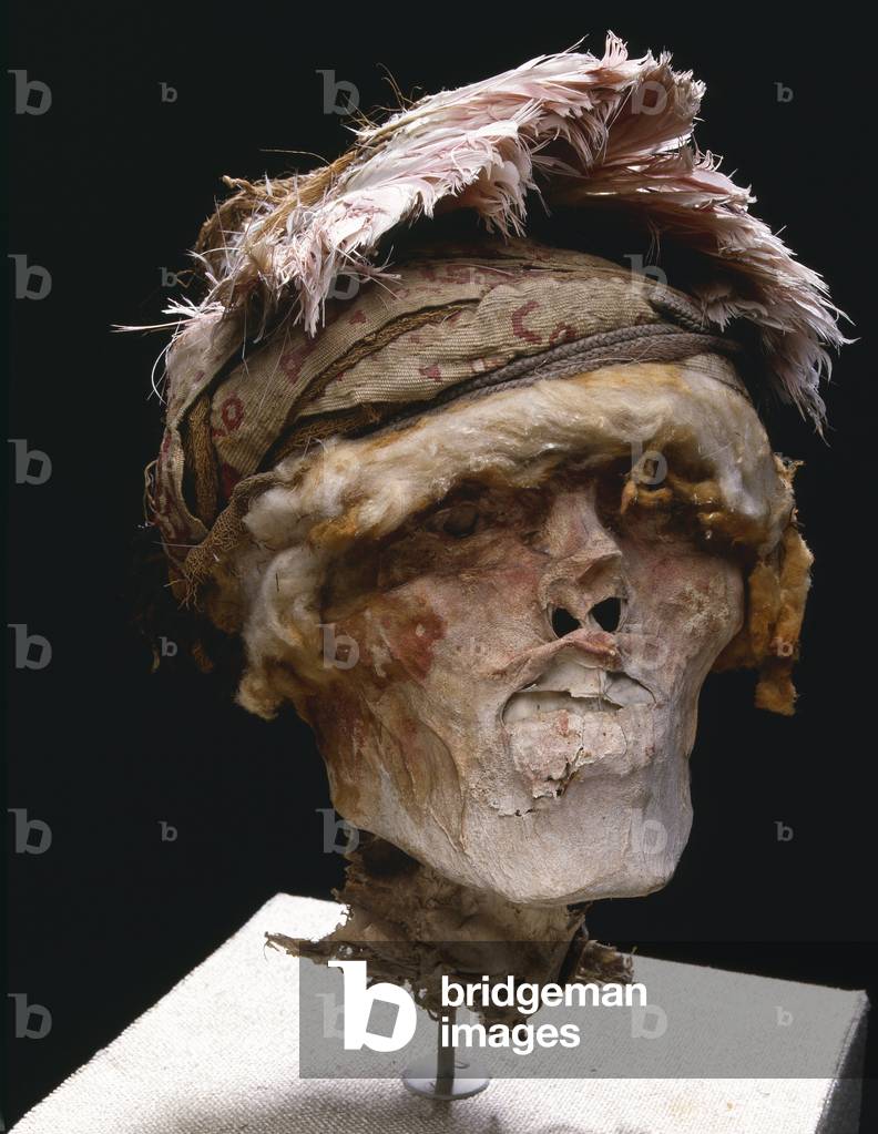 Precolombian mummifiee head/Peru