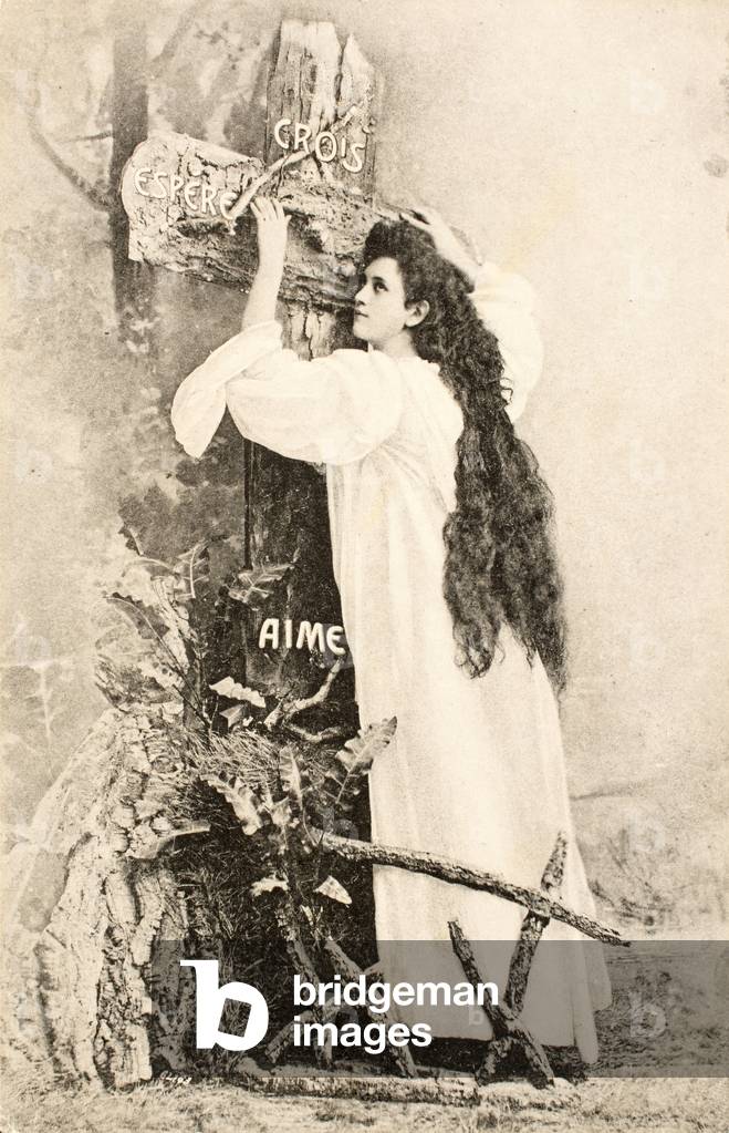 Old postcard/Cross/Aime Croi Espere