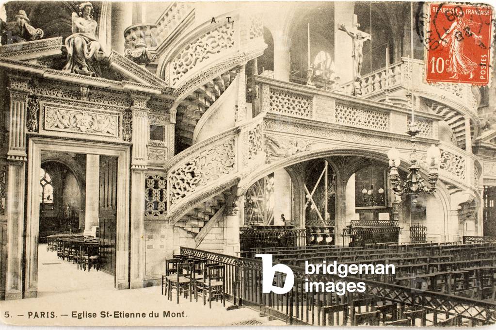 Postcard/Church of Saint Etienne du Mont, le jube/Paris/Seine/Ile de France/France