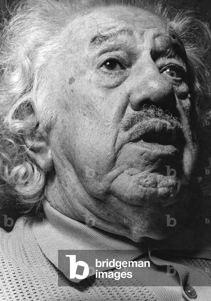 Michel Simon (1895 - 1975) Actor photography in 1973 in his house in Bry-sur-Marne